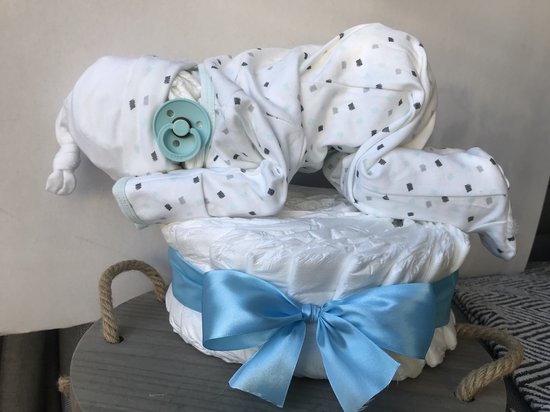 Luiertaart Baby Cadeauset 10-Delig - Met Olifant Knuffel & Rammelaar - Geboortecadeau