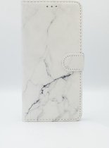 P.C.K. Hoesje/Boekhoesje/Bookcase wit marmer print geschikt voor Samsung Galaxy S21 MET GLASFOLIE