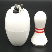 Bowling Bowlingpin, 15 cm hoog, dat open kan. Is gevuld met aansteker en een pennetje