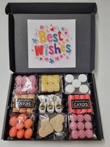 Oud Hollands Snoep Pakket | Box met 9 verschillende populaire ouderwets lekkere snoepsoorten en Mystery Card 'Best Wishes' met geheime boodschap | Verrassingsbox | Snoepbox