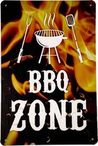 BBQ zone - Barbecue - Metalen bord - Wandbord - 20 x 30cm - Metalen borden - Decoratie - Cadeau - UV bestendig - Eco vriendelijk - Wandborden - Uniek - Snelle levering - Cave & Gar