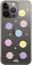 Colorful Planets - iPhone Transparant Case - Transparant hoesje geschikt voor iPhone 13 Pro Max hoesje - Doorzichtige shockproof case planeten patroon