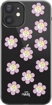 YinYang Flowers Pink - Transparant hoesje geschikt voor iPhone 11 hoesje transparant - Shockproof case met emoji YinYang geschikt voor Apple iPhone 11 - Doorzichtig hoesje met opdr