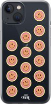 xoxo Wildhearts case voor iPhone 13 - Smiley Double Orange - xoxo Wildhearts Transparant Case