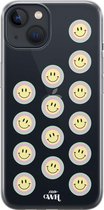 xoxo Wildhearts case voor iPhone 13 - Smiley Double Yellow - xoxo Wildhearts Transparant Case