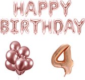 4 jaar Verjaardag Versiering Ballon Pakket Rosé Goud