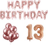 13 jaar Verjaardag Versiering Ballon Pakket Rosé Goud