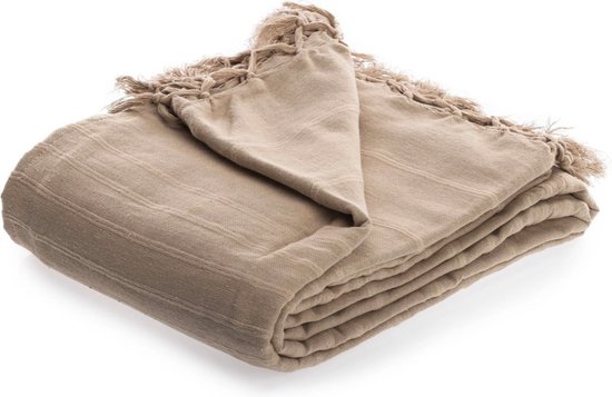 Bedsprei katoen beige taupe 230 x 250 cm | Sprei 2 persoons