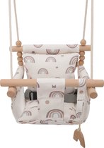 Baby / Kinder Schommel voor binnen of buiten! - Baby Swing Regenboogjes - Schommelstoel inclusief Zachte Kussens en Bevestigingsmaterialen