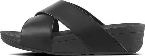 Sandales FitFlop ™ Lulu Cross Slide Cuir Noir - Taille 39