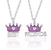 Akyol – Best Friends - 2 Leuke Vriendschapskettingen -vriendinnen ketting -bff cadeau -best friends cadeau- paarse & paarse Hartjes - Best Friends – bff – twee delige ketting – kro