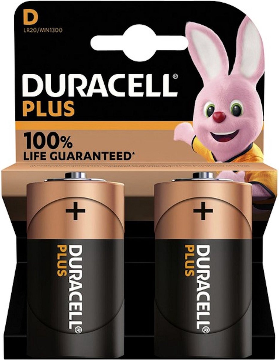 Batterij Duracell Alkaline Plus D bls2