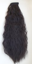 Paardenstaart hairextensions Zeer Donker Bruin lang krullend 65 CM krullen en stijlen tot wel 130 graden ponytail