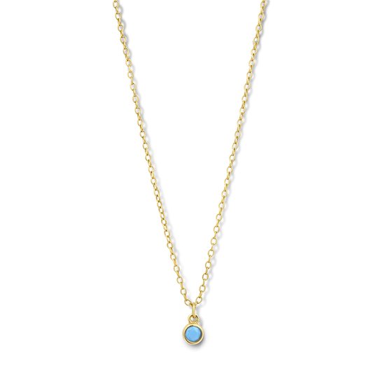 New Bling 9NB-0744 Collier Goud avec Pendentif - Femme - Turquoise - Diamètre 4 mm - Lien Ancre - 40 + 5 cm - Argent - Argent Or