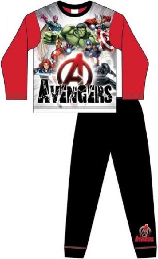 Avengers pyjama - rood met zwart - Marvel Avenger pyama broek en shirt - maat 110