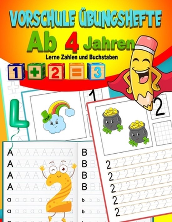  Vorschule übungshefte ab 4 Jahren: buchstaben lernen und Zahlen Motiv 