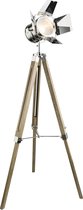 Moderne vloerlamp met Metalen kap en houten poten - E14 fitting