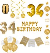 34 jaar Verjaardag Versiering pakket Gold