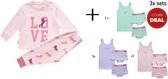 Frogs and Dogs - kinder - meisjes - COMBIDEAL - pyjama en 3x ondergoed sets - paarden - pink love - maat 116