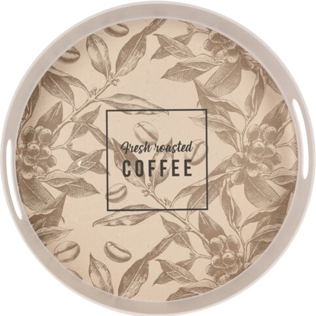 Excellent Houseware retro rond dienblad Fresh Roasted Coffee, multicolor en tekst, 31 x 31 x 4,5 cm