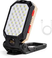 Ultrakrachtige Draagbare LED Werklamp - Mini-Bouwlamp - Camping Lantaarn - Powerbank - 4000 Lumen - USB-oplaadbaar | Ophanghaak | Magnetische voet | Waterdicht en Stootvast | INCLU