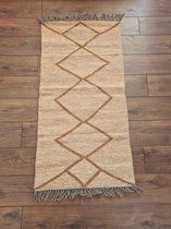 Handgemaakt Kelim vloerkleed 70 cm x 140 cm - Naturel Wol tapijt Kilim Uit Egypte - Handgeweven Loper tapijt - Woonkamer tapijt