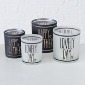 Stappo theelichthouder wit lovely day. Set van 2 stuks wit lovely day 7x8cm/9x10cm