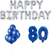 80 jaar Verjaardag Versiering Ballon Pakket Blauw & Zilver