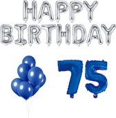75 jaar Verjaardag Versiering Ballon Pakket Blauw & Zilver