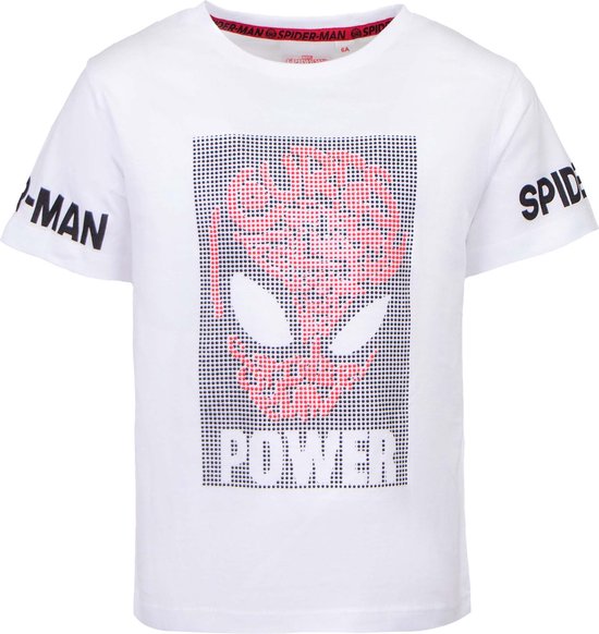 Spiderman wit t-shirt maat 98