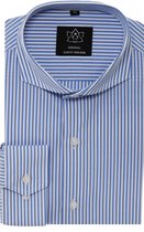 Vercate - Strijkvrij Overhemd - Blauw Wit - Lichtblauw gestreept - Slim Fit - Poplin Katoen - Lange Mouw - Heren - Maat 41/L