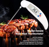 Thermomètre à viande BBQ numérique étanche - Cuisine Meater avec minuterie et alarme - Thermomètre alimentaire - Affichage LCD Thermomètre à rôtir - Thermomètre à four Thermomètre domestique - Wit