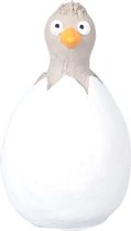 Rasteli Deco Vogel in Ei Wit-Geel D 8 cm H 14 cm  Voordeelaanbod per 2 stuks