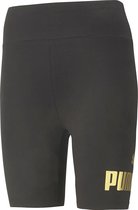 Puma Essentials+ Metallic Biker Shorts Zwart/Goud Dames - Maat XL