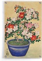 Walljar - Ohara Koson - Blooming Azalea In Blue Pot - Muurdecoratie - Plexiglas schilderij