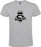 Grijs T shirt met print van "Super Opa " print Zwart size XXXL