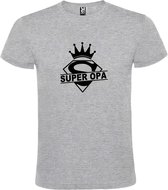 Grijs T shirt met print van "Super Opa " print Zwart size XS