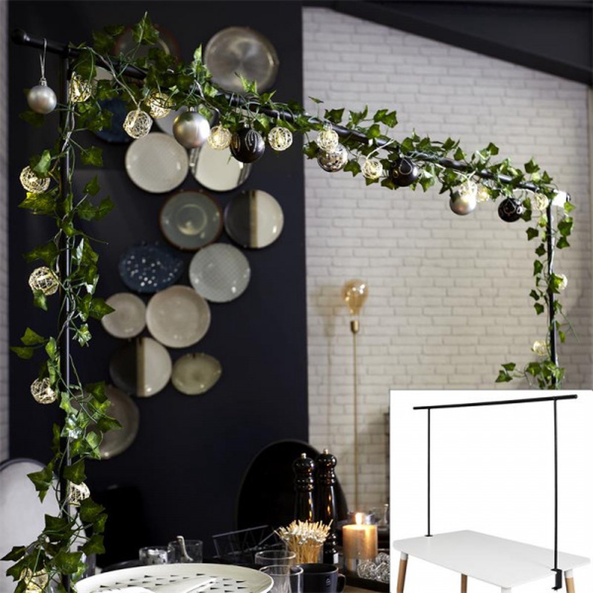 Tafelklem - zwarte verstelbare tafel deco barklem - Max 250 cm