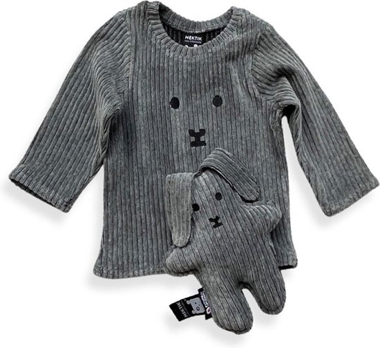 Little koekies - Cadeauset shirt en knuffel Flap grey - geboortecadeau - babyshower - kraamcadeau - geboorte - zwanger