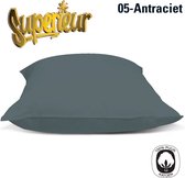 Superieur 100% katoenen kussenslopen | Antraciete kussenslopen | set van 2 | Percaline katoen | 60x70 Antraciet ArmyOlive