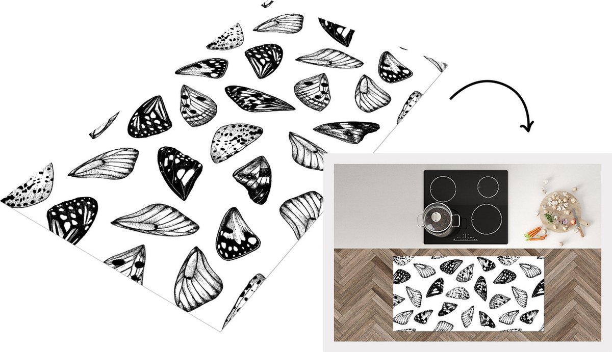 KitchenYeah Keukenloper - Loper keuken - Vlinder - Vleugels - Patronen - 120x60 cm - Keukenloper vinyl Multicolor