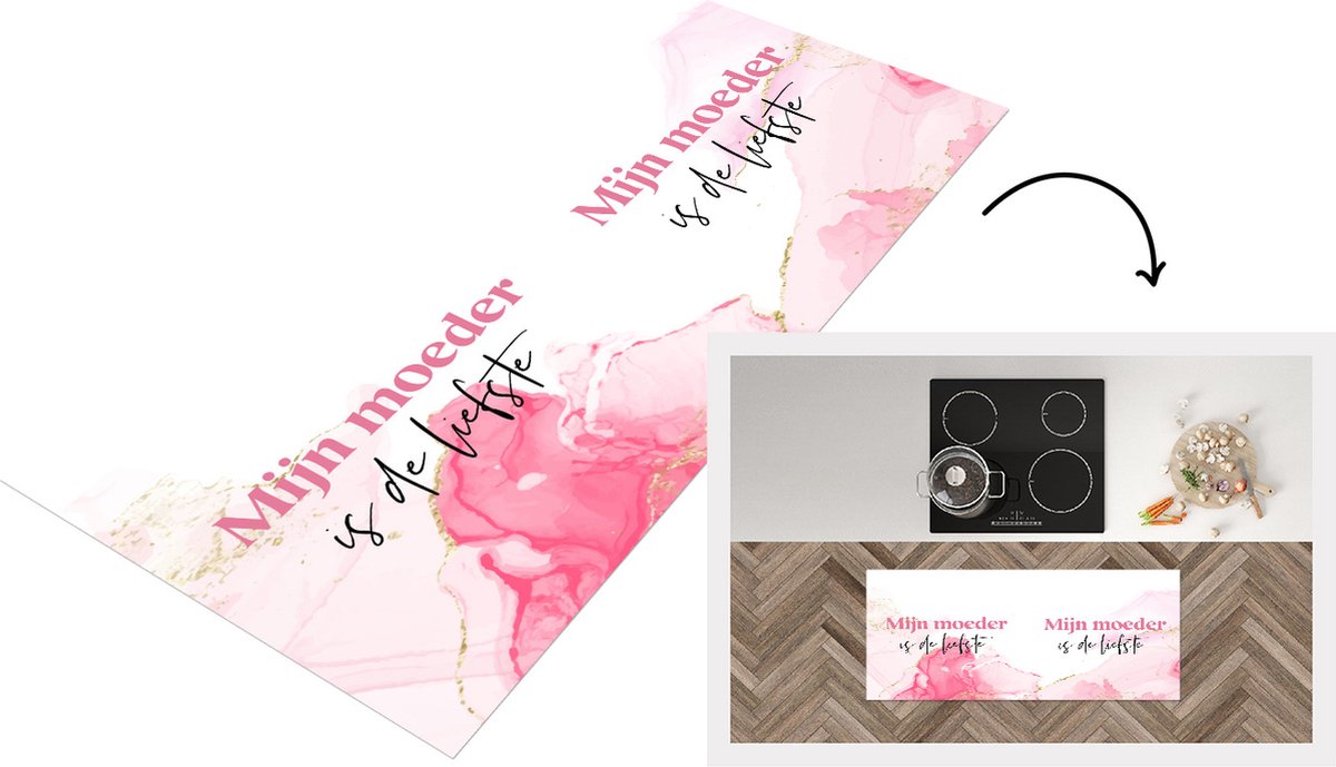 KitchenYeah Keukenloper - Loper keuken - Quote - Mijn moeder is de liefste - Mama - Moederdag - 120x50 cm - Keukenloper vinyl Multicolor