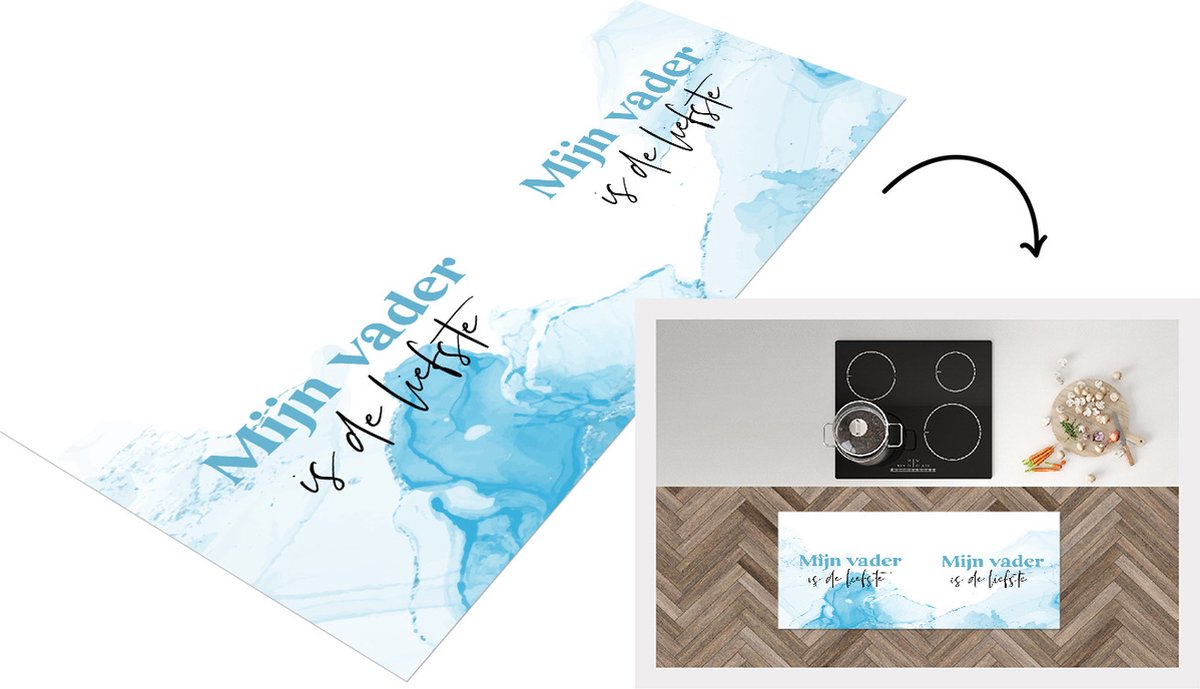 KitchenYeah Keukenloper - Loper keuken - Quote - Vader - Vaderdag - Mijn vader is de liefste - 120x50 cm - Keukenloper vinyl Multicolor