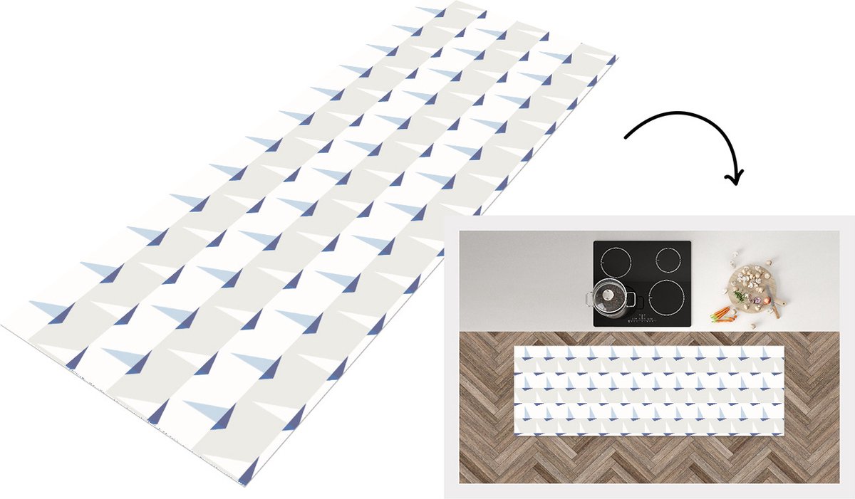 KitchenYeah Keukenloper - Loper keuken - Patronen - Boot - Zee - 180x60 cm - Keukenloper vinyl Multicolor