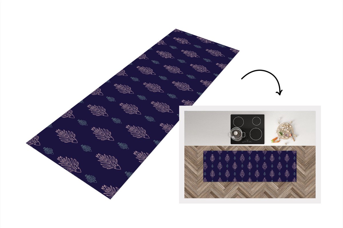 KitchenYeah Keukenloper - Loper keuken - Art Deco - Contour - Patronen - 150x50 cm - Keukenloper vinyl Multicolor