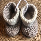 Twensies - Babyslofjes zand - merino wol- 0-6 maanden - kraamcadeau - zoollengte +/- 10 cm - Baby slofjes - babyshower