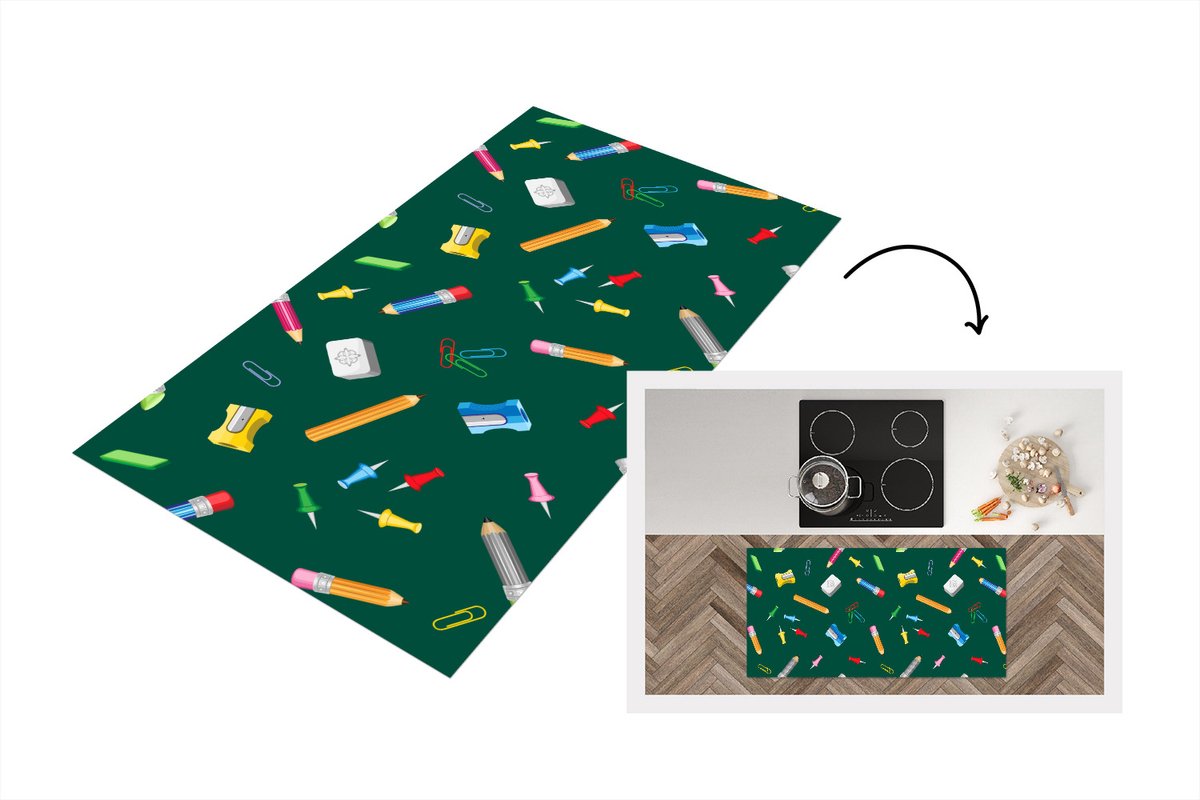 KitchenYeah Keukenloper - Loper keuken - Kantoor - Patronen - Potloden - Keukenloper vinyl multicolor, foto 4