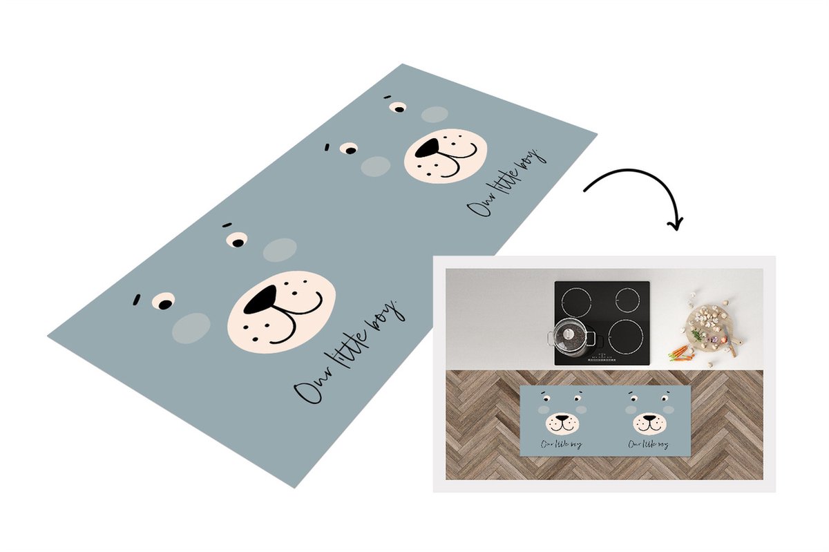 KitchenYeah Keukenloper - Loper keuken - Spreuken - Our little boy - Quotes - Baby - 120x50 cm - Keukenloper vinyl Multicolor