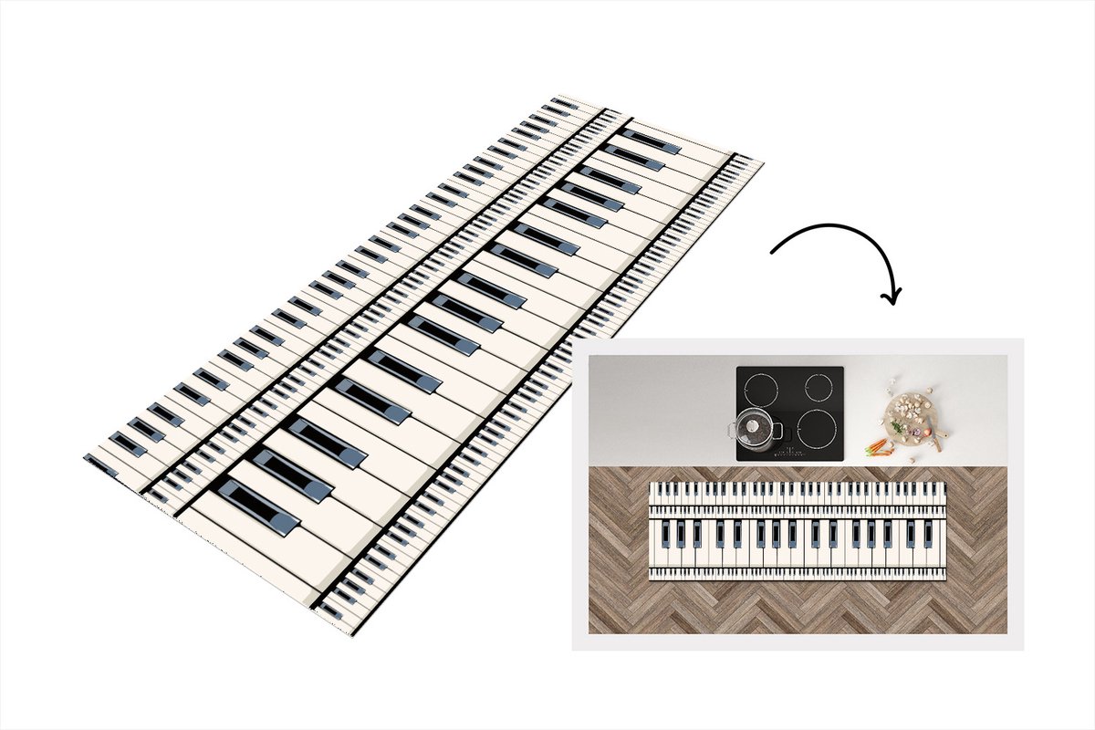 Keukenloper - Loper keuken - Piano - Patronen - Muziek - 150x50 cm - Keukenloper vinyl