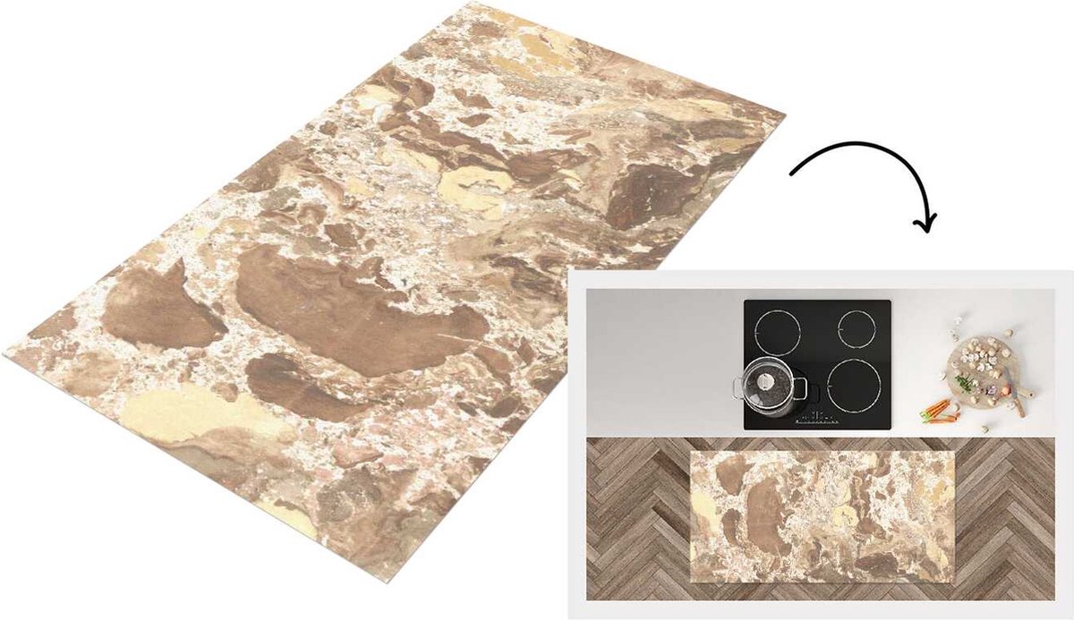 KitchenYeah Keukenloper - Loper keuken - Geel - Graniet - Kristal - 120x60 cm - Keukenloper vinyl Multicolor